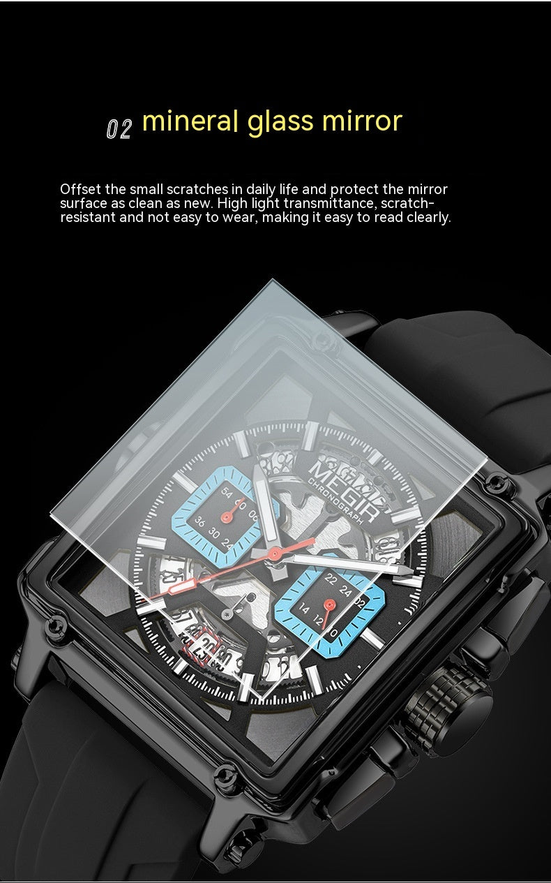 Jam tangan kotak sporty elegan pria