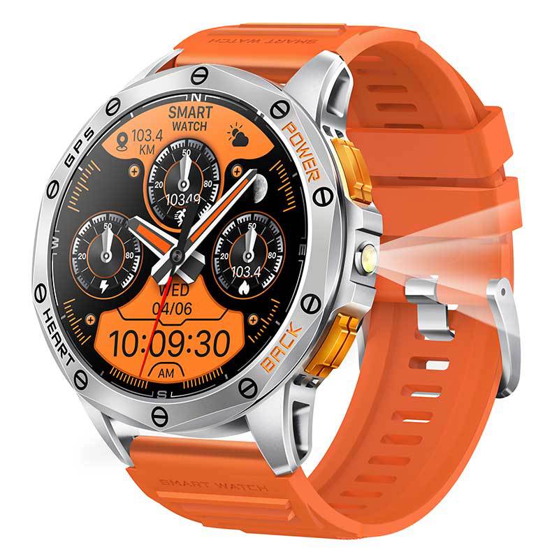 Tampilan jam pintar premium dengan bodi metal elegan